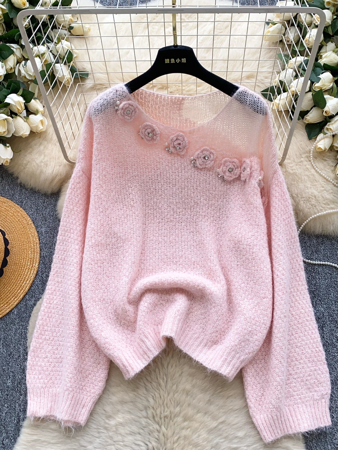 

Корейский мягкий вязаный длинный светящийся круглый свитер Ne, женский свободный милый зимний теплый удобный цветной топ Fce