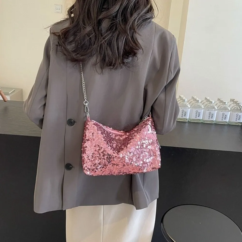 Fashion Handbags Bling Shoulder Bag Chain Strap Sequins Glitter Underarm Bag Korean Style Tote Bag Women