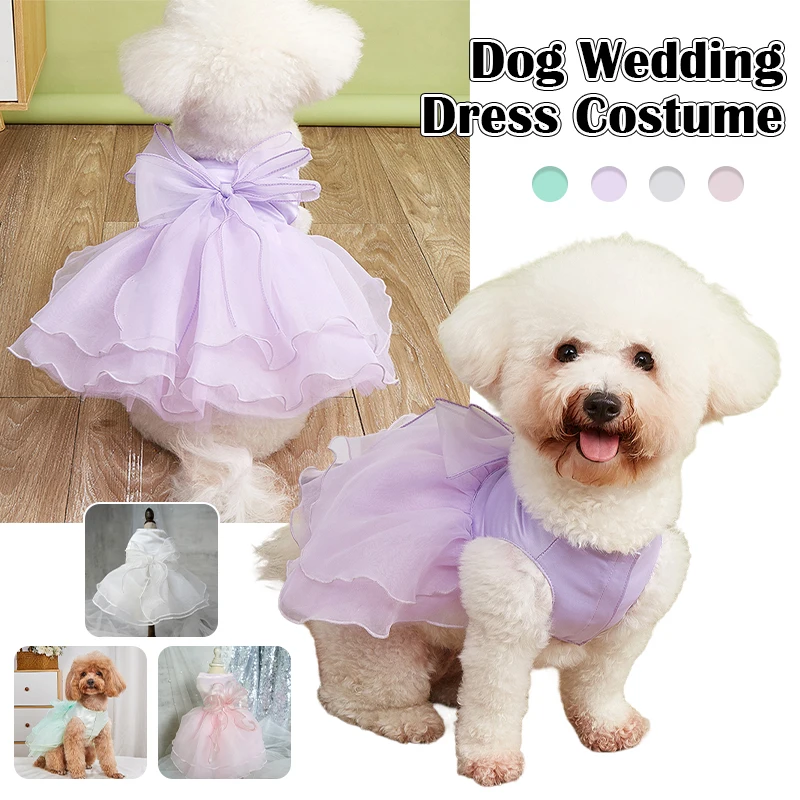 Luxury Dog Clothes Wedding Dress Prom Party Princess Dresses for Small Dogs Puppy Cat Costume White Pet Supplies New