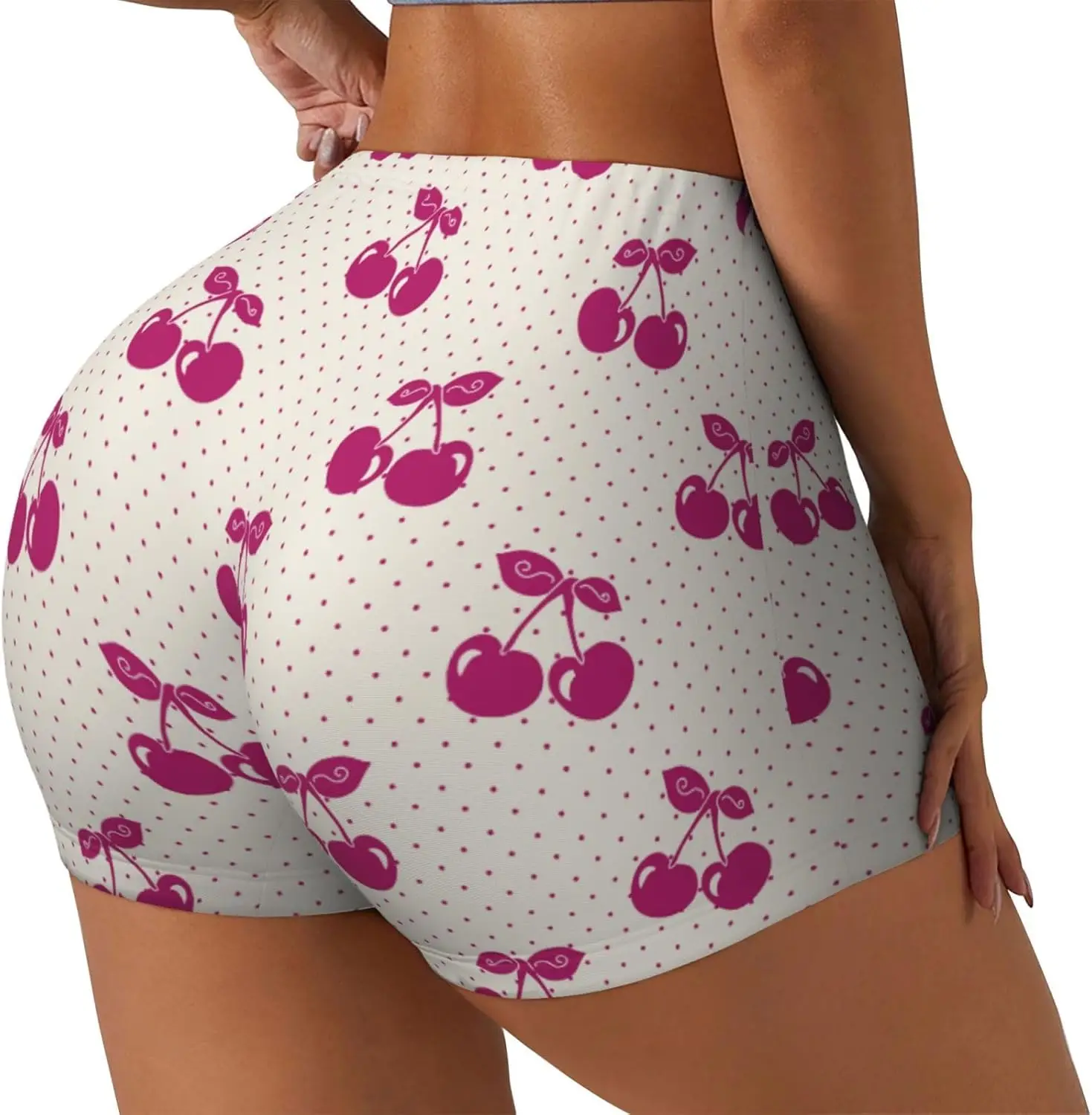 Colorful Mushroom Floral Moth Women Workout Shorts High Waisted Booty Stretch Yoga Running Athletic Fitness Shorts