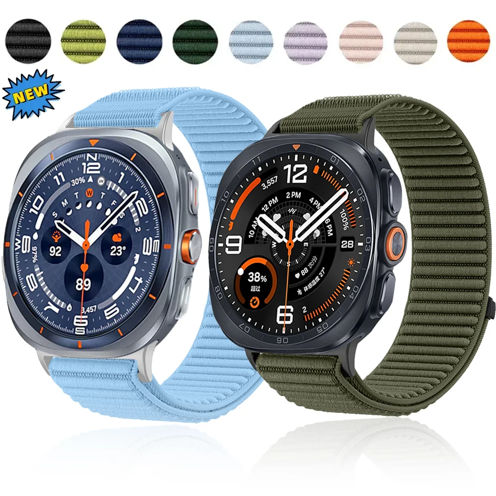 Nylon-Schlaufenarmband für Samsung Galaxy Watch Ultra 2 1 47mm Metallkopf-Armband Samsung Watch Ultra 2025 47mm Zubehör