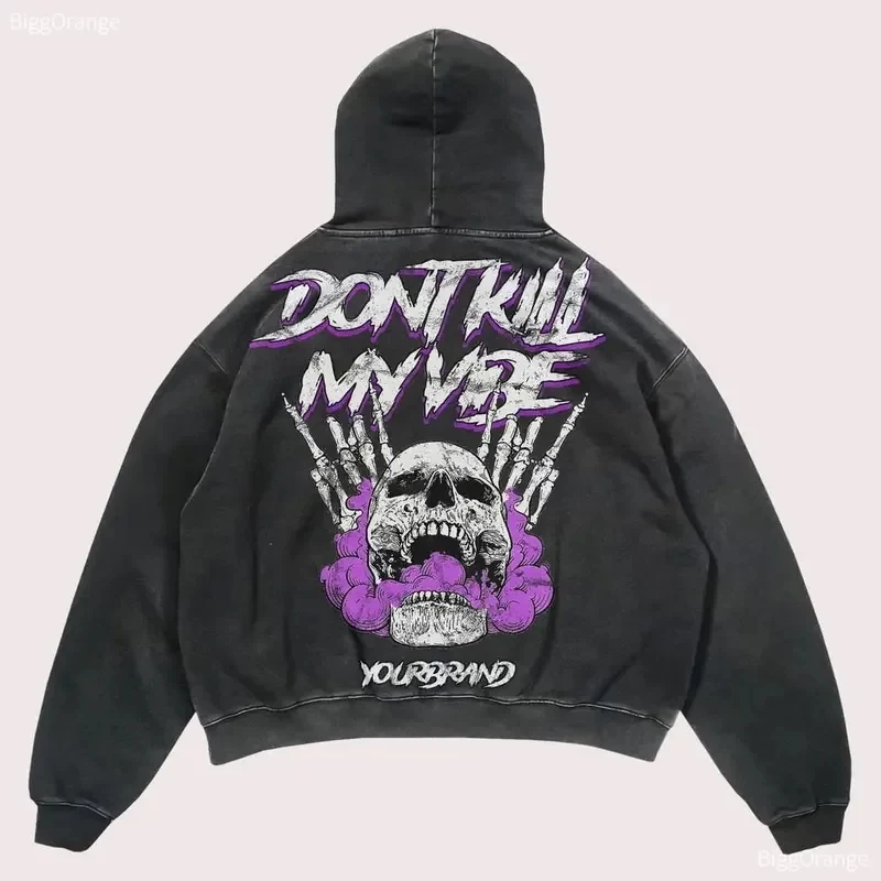 Sudaderas con Capucha de Algodón para Mujer, Diseño Popular 2026, Estampado de Perro Demonio Feliz, Estilo Retro Urbano Casual, para Parejas, Harajuku Got UJ1EE