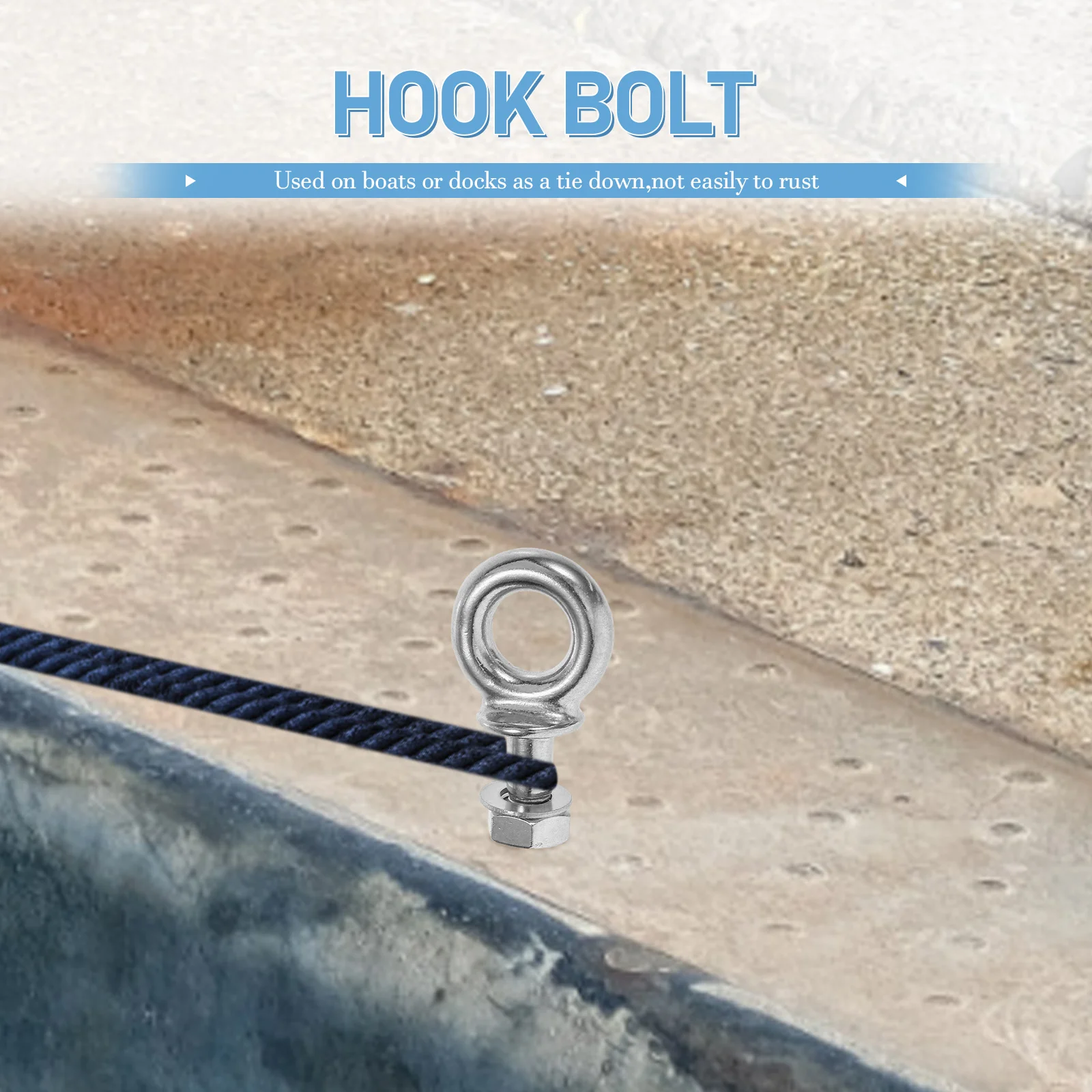 

Stainless Steel Long Eye Bolts Nut Washer Included Tie Down Screws Marine Outdoor Lifting Boat Docking Hook Bolt