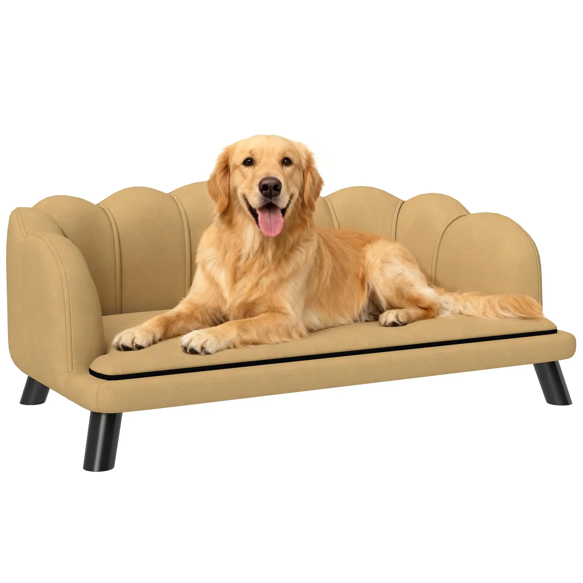 Velvet Large Dog Couch with Foam Cushion, Soft and Cute Dog Bed with Pearl Design, Pet Sofa for Big and Medium Breeds