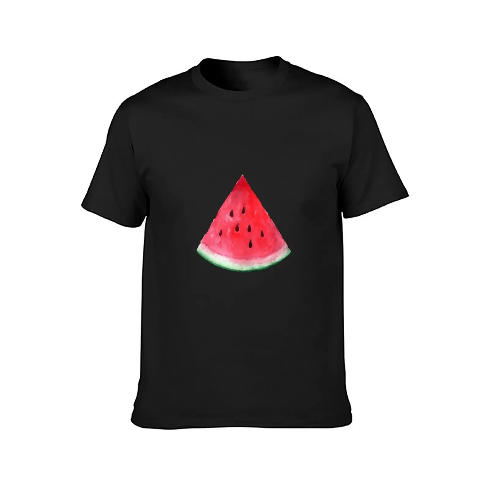 Juicy watermelon. Watercolor Tropical Fruit T-Shirt blacks for a boy summer tops men clothing