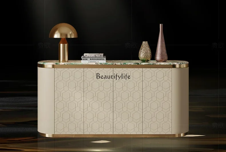 

FG10Light luxury dining side cabinet Hong Kong style bedroom marble high-end fashion entrance cabinet