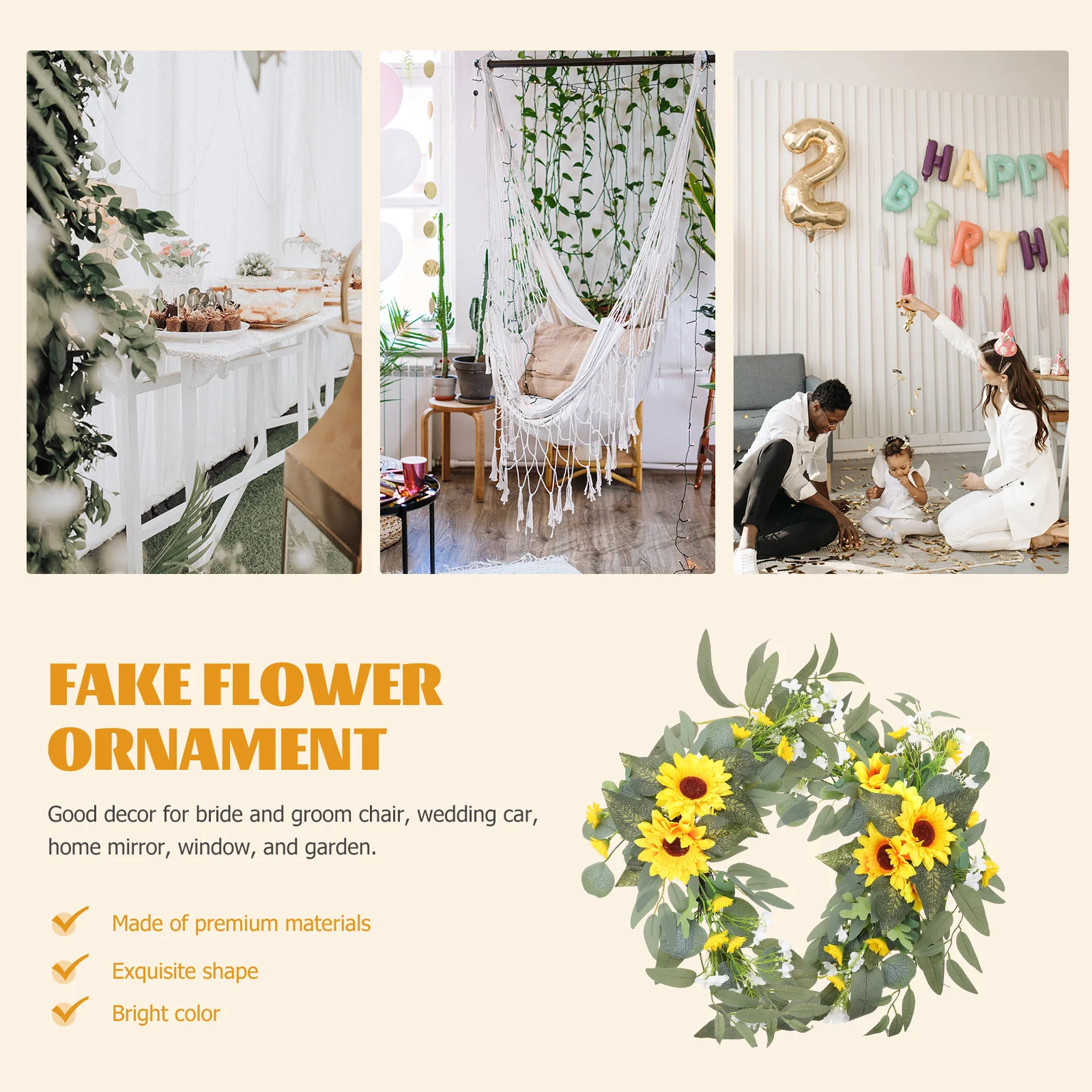 

2pcs Fake Sunflower Wedding Artificial Arch Flower Home Birthday Decorations Diy Floral Swag Party Supplies Door Wreath Bridal