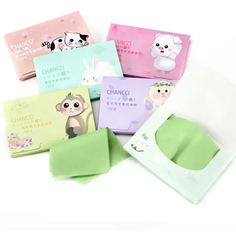 100 Pcs Portable Oil Blotting Sheets Facial Oil-Absorbing Paper Oil Control Face Skin Care Products For Men And Women