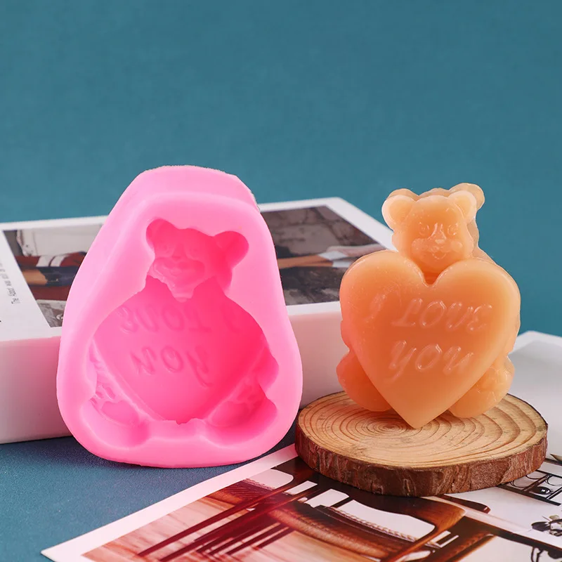 

Silicone mold for DIY decoration candle wax resin drop casting with a confession bear fragrance shape;