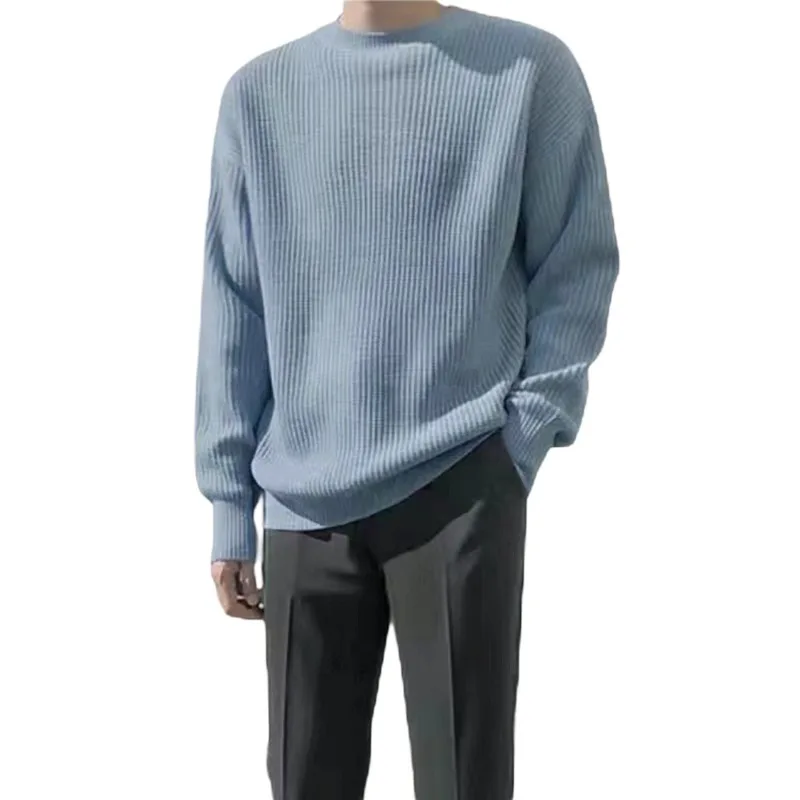 Европейский универсальный вязаный свитер больших размеров с длинными рукавами, мужская и женская 14-цветная однотонная внутренняя куртка, базовая рубашка