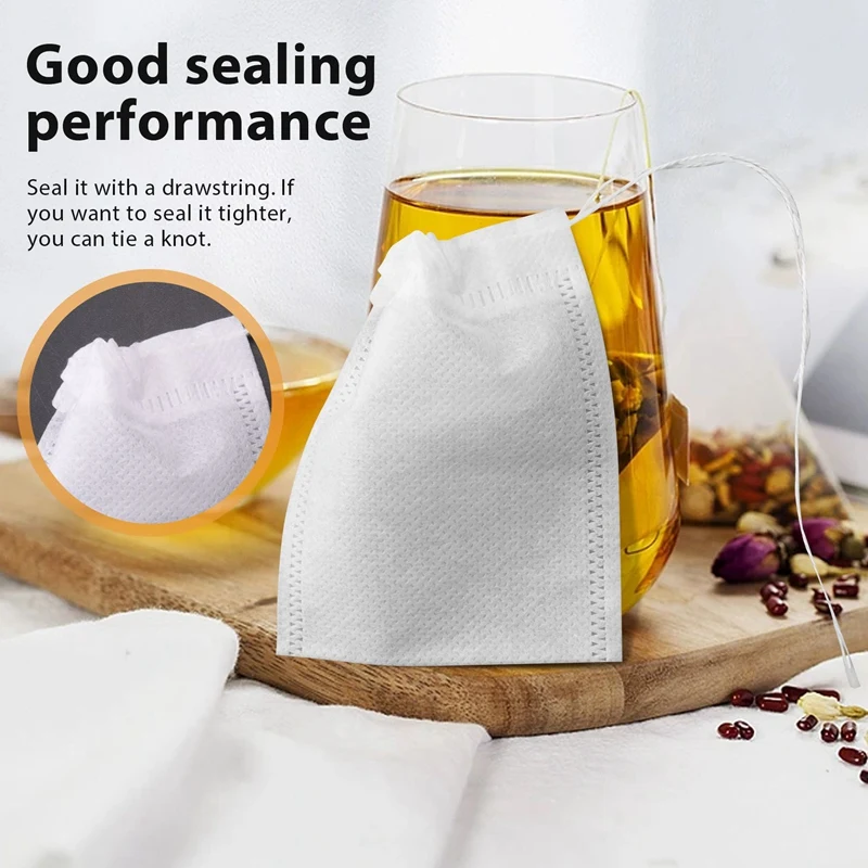 400 Pcs Disposable Tea Filter Bags Empty Cotton Drawstring Seal Filter Tea Bags For Loose Leaf Teal(3.54 X 2.75 Inch)