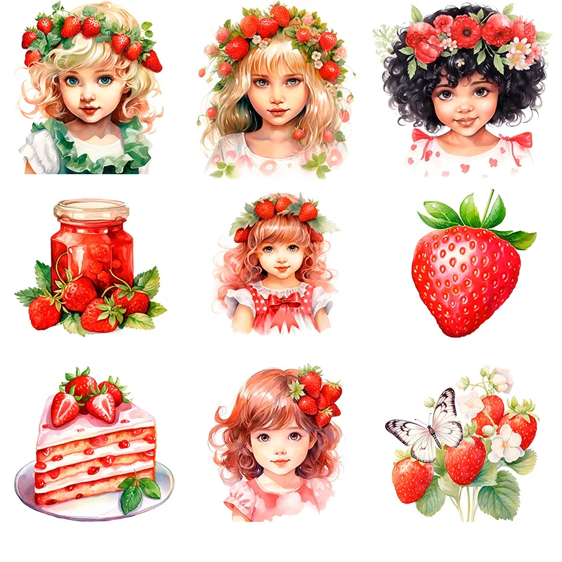 strawberry girl dtf Heat Transfer iron on transfer for clothing Iron On Patches Iron On Patches For ClothingThermal for Clothing