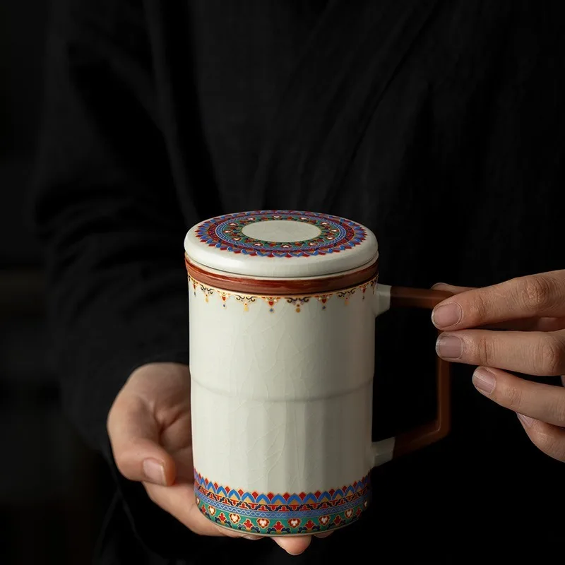 

Ceramic Water Cups, Tea-water Separation Cups, Office Tea Brewing Cups, Covered Filtering Mugs