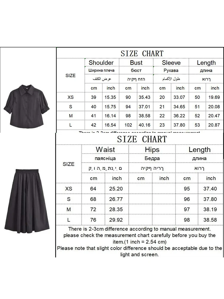 TRAF Women Vintage Two Piece Skirt Sets 2024 New Summer Short Sleeve Shirts Long Skirt Set Casual Matching Suit Outfits