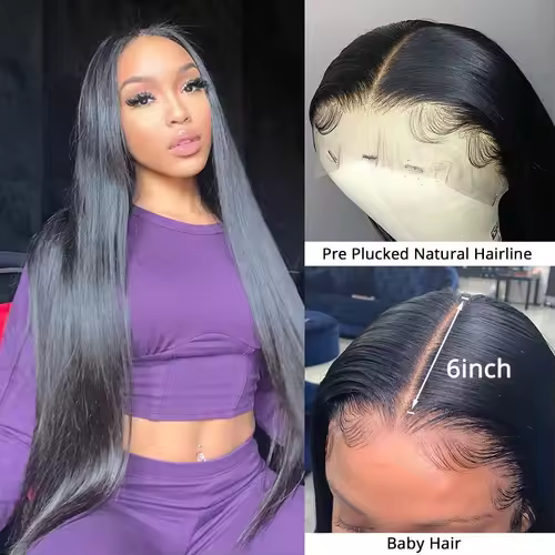 30 40 Inch Bone Straight 13x6 HD Lace Frontal Wigs Pre Plucked Brazilian Transparent Lace Front Human Hair For Women 200 Density - Image 3