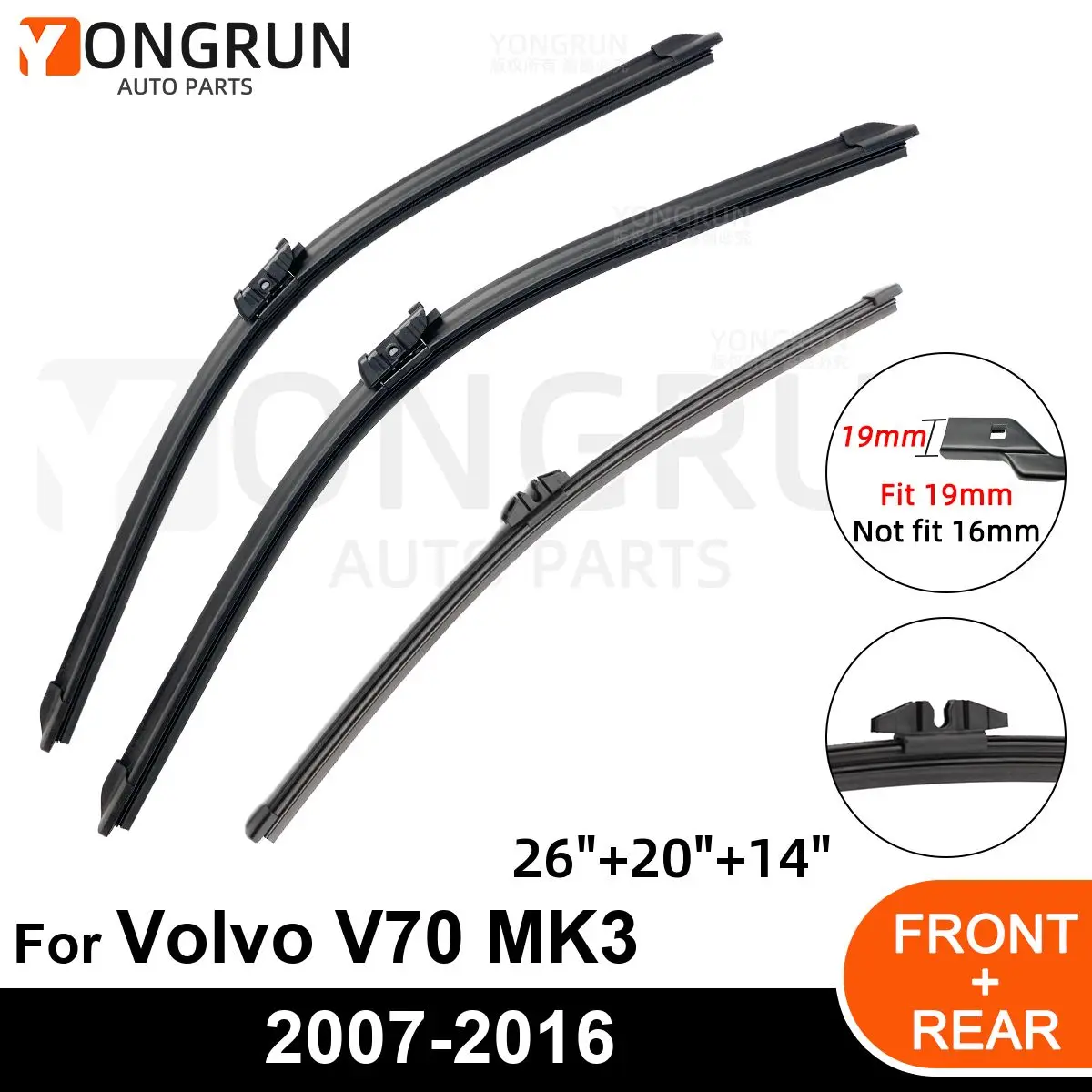 Car Windshield Windscreen Front Rear Wiper Blade Rubber Accessories For Volvo V70 MK3 26