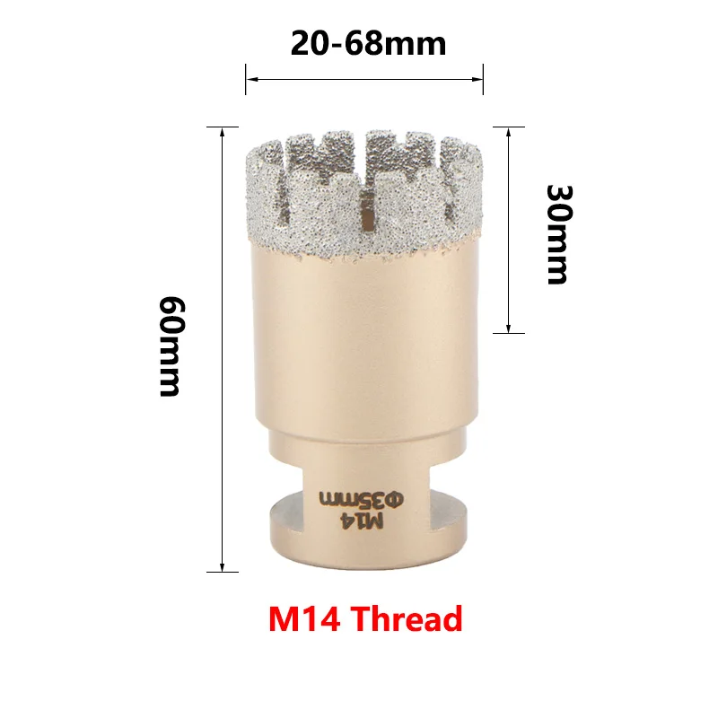 Imagem -04 - Thread Soldada Diamond Core Drilling Bit Hole Saw Hole Opener Conjunto de Ferramentas Dry Drill Bit Telha Cerâmica Granito Mármore Pcs Pcs Pcs 12 Pcs M14