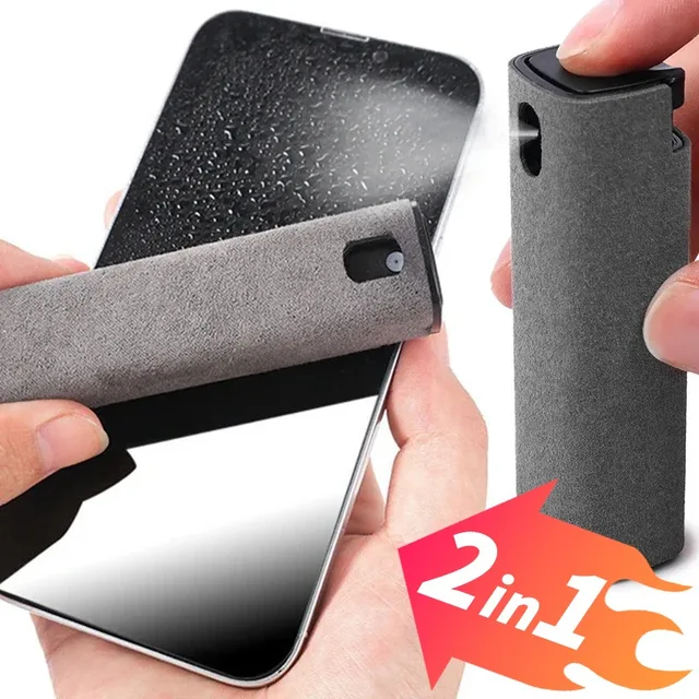 Zestaw butelek z rozpylaczem do czyszczenia ekranu telefonu komórkowego 2 w 1 Telefon komórkowy Tablet PC Laptop Narzędzie do usuwania kurzu z ekranu z mikrofibry Narzędzie do czyszczenia wycieraczek z mikrofibry