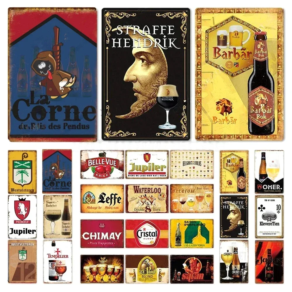 FJ Decor Vintage Metal Tin Plaque Beer Brand Signs Metal Posters Bar Club Wall Decorative Plaque Home Decor Pub