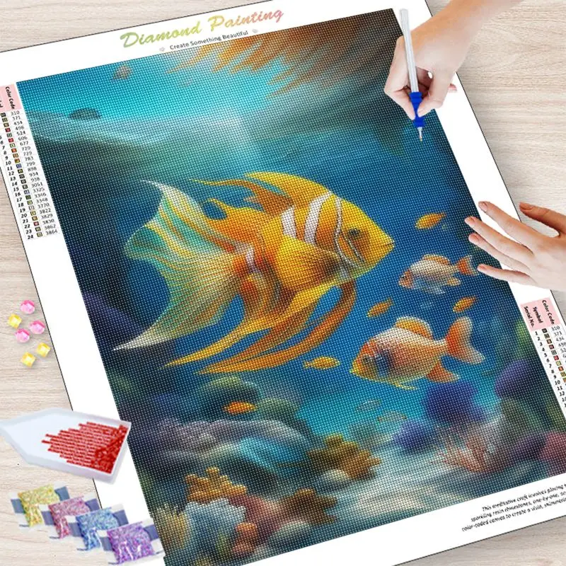 Fish Diamond Painting Animal Landscape 30x40cm Scene 5d Diy Diamond Embroidery Picture Art Rhinestone Mosaic Home Decor