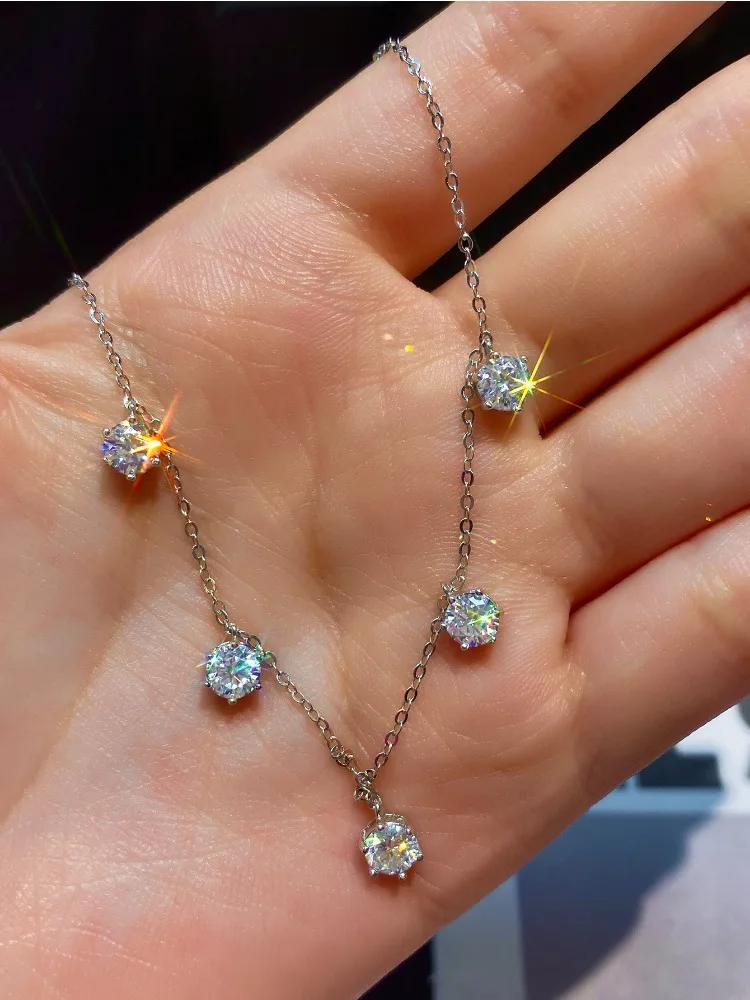 0.5CT Real Moissanite Diamond Round Pendant Necklace for Women's Daily Wear Anniversary 925 Sterling Silver Fine Jewelry view 2