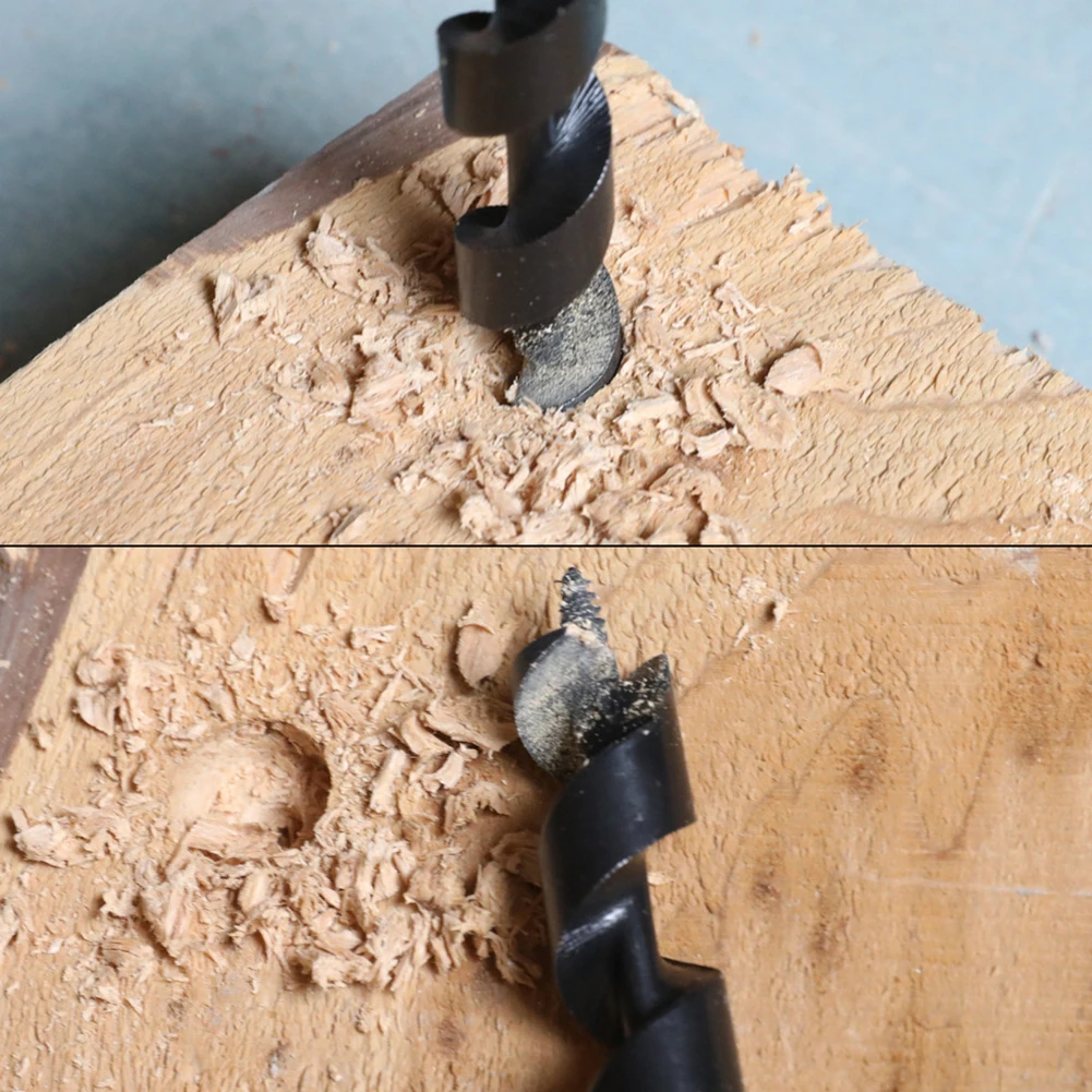 Four Wood Auger Drill Bit Manual Carbon Steel Self Tapping Spiral For Outdoor Camping Woodworking Survival Tool Black