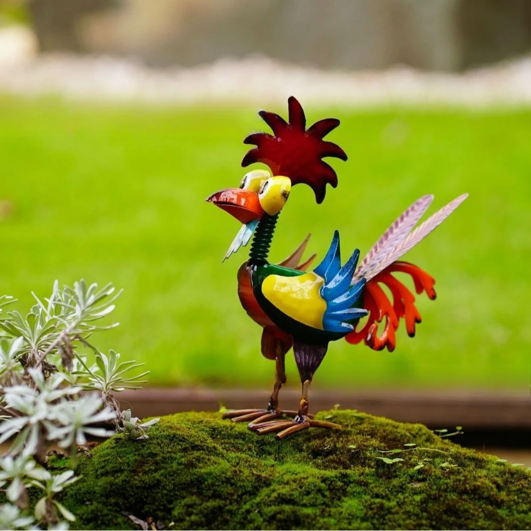 Creative American courtyard indoor desktop colorful three-dimensional rooster animal decoration gardening ornaments