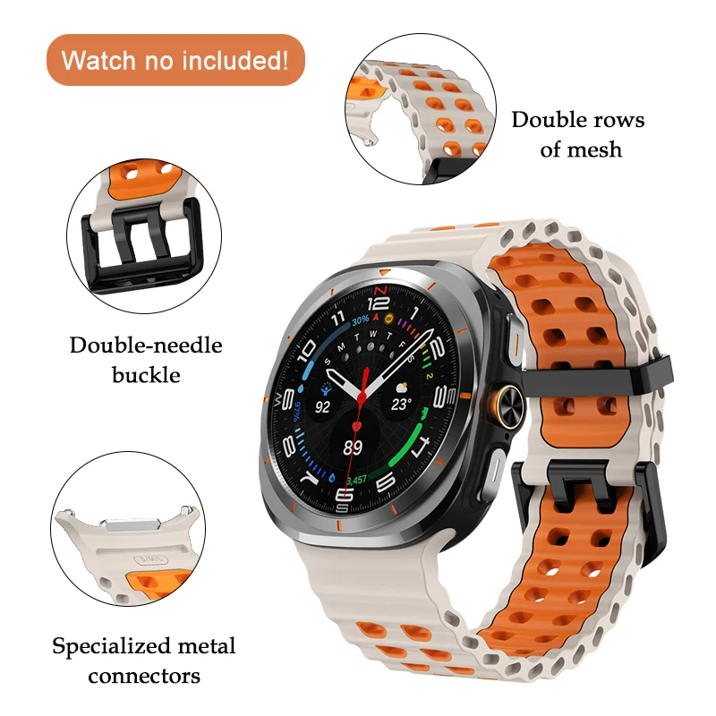 Soft Silicone Sport Strap for Samsung Galaxy Watch Ultra Watchband Colorful Double Buckle Strap for Samsung Galaxy Watch Ultra