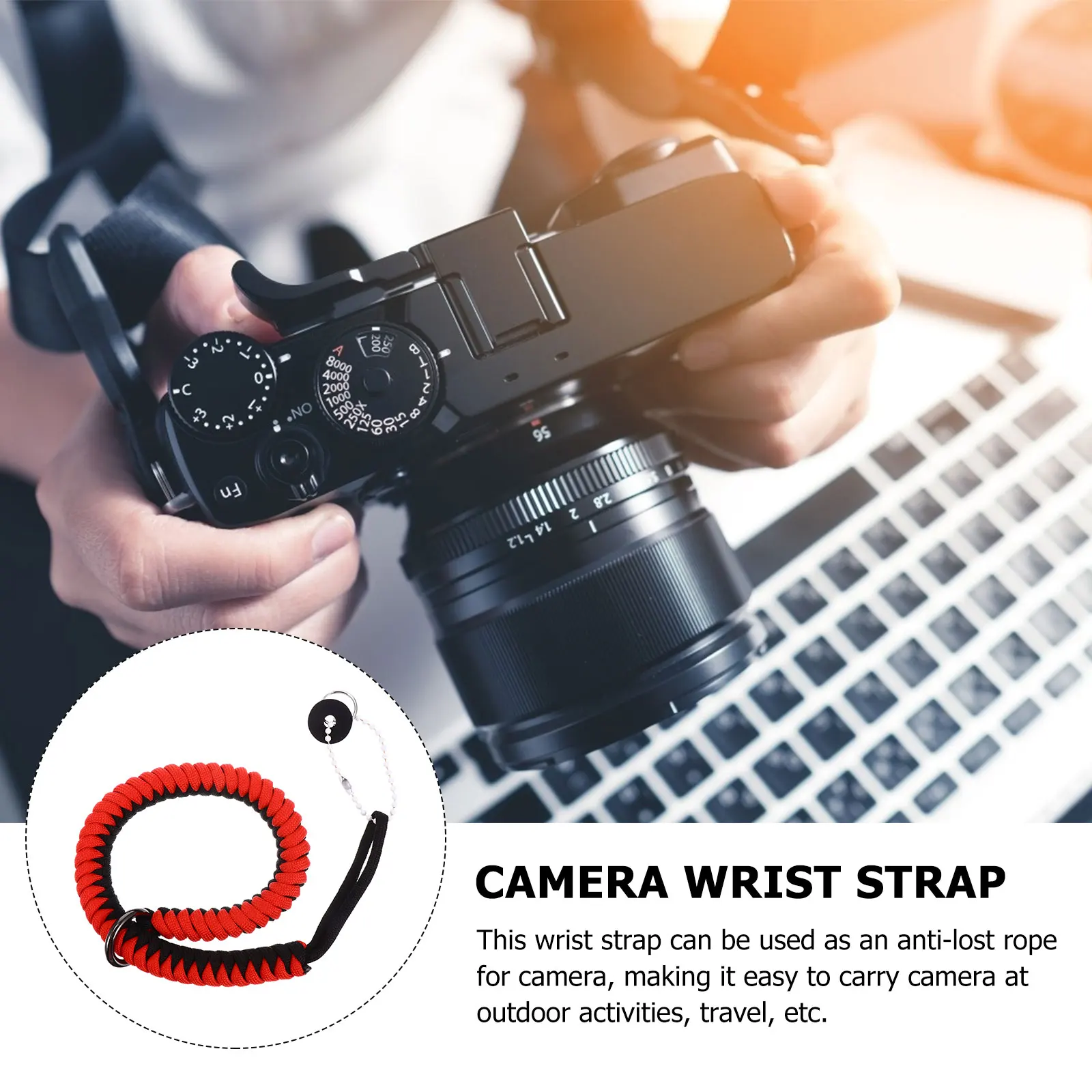 

Camera Wrist Strap Lanyard Hand Rope Outdoor Braided Ropes Band Red Adjustable