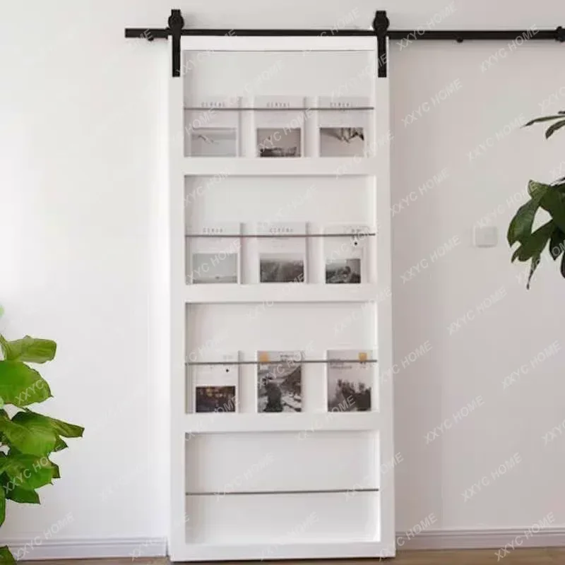 Solid wood barn bookshelf door cloak room toilet sliding kitchen hanging railing sliding door