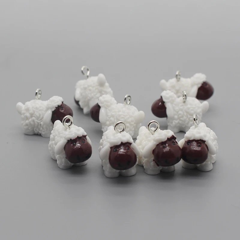 10pcs/pack Kawaii White Small Sheep Resin Charms Diy Animal Pendants For Earring Bracelet Necklace Pendant Jewelry Accessory