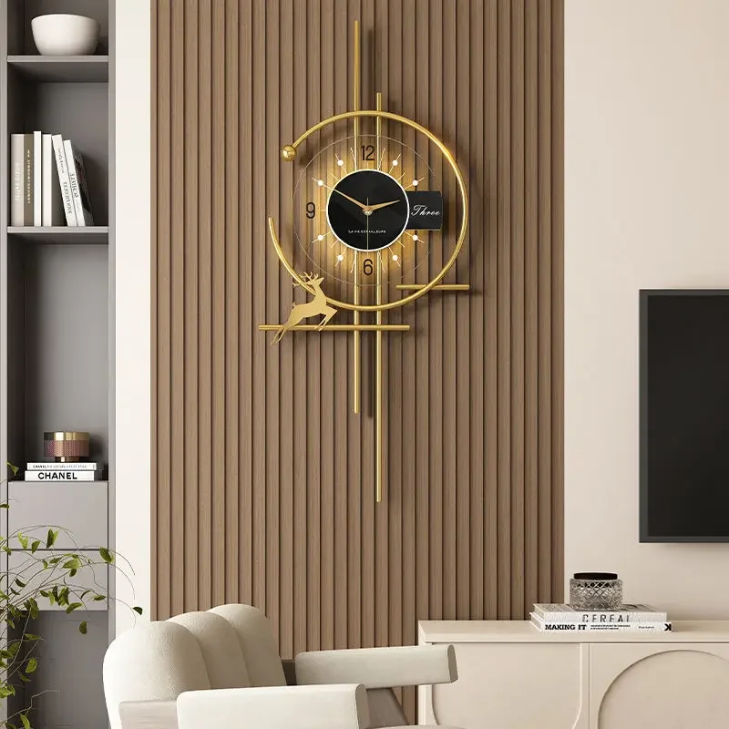 Creative Wall Clock Living Room Modern Simple Art Fashion Atmosphere Home Grille Wall Light Clock