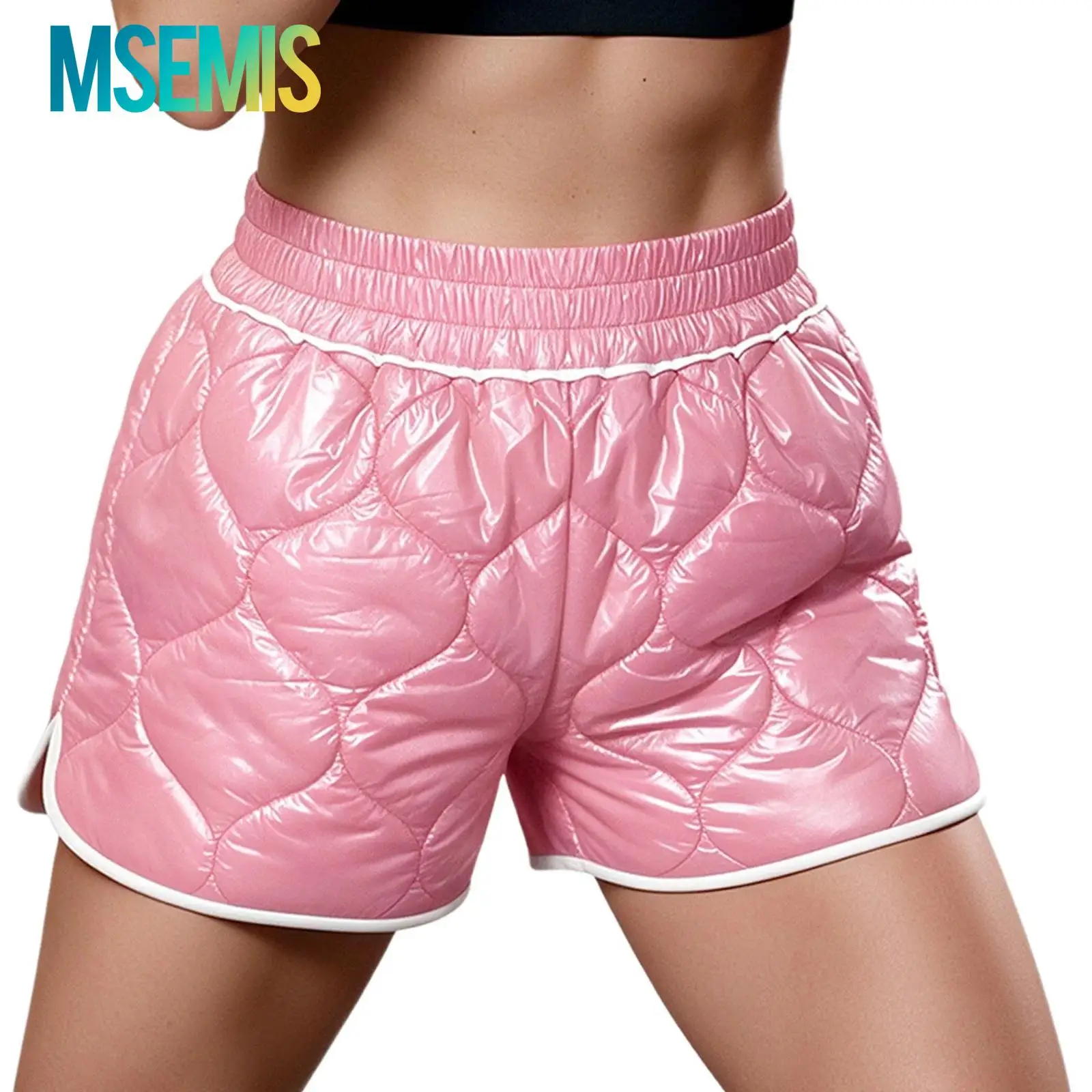 Women Quilted Padded Boxing Trunks Water Resistant Kickboxing Training Fight Shorts Fit White Trim Waterproof Boxing Shorts