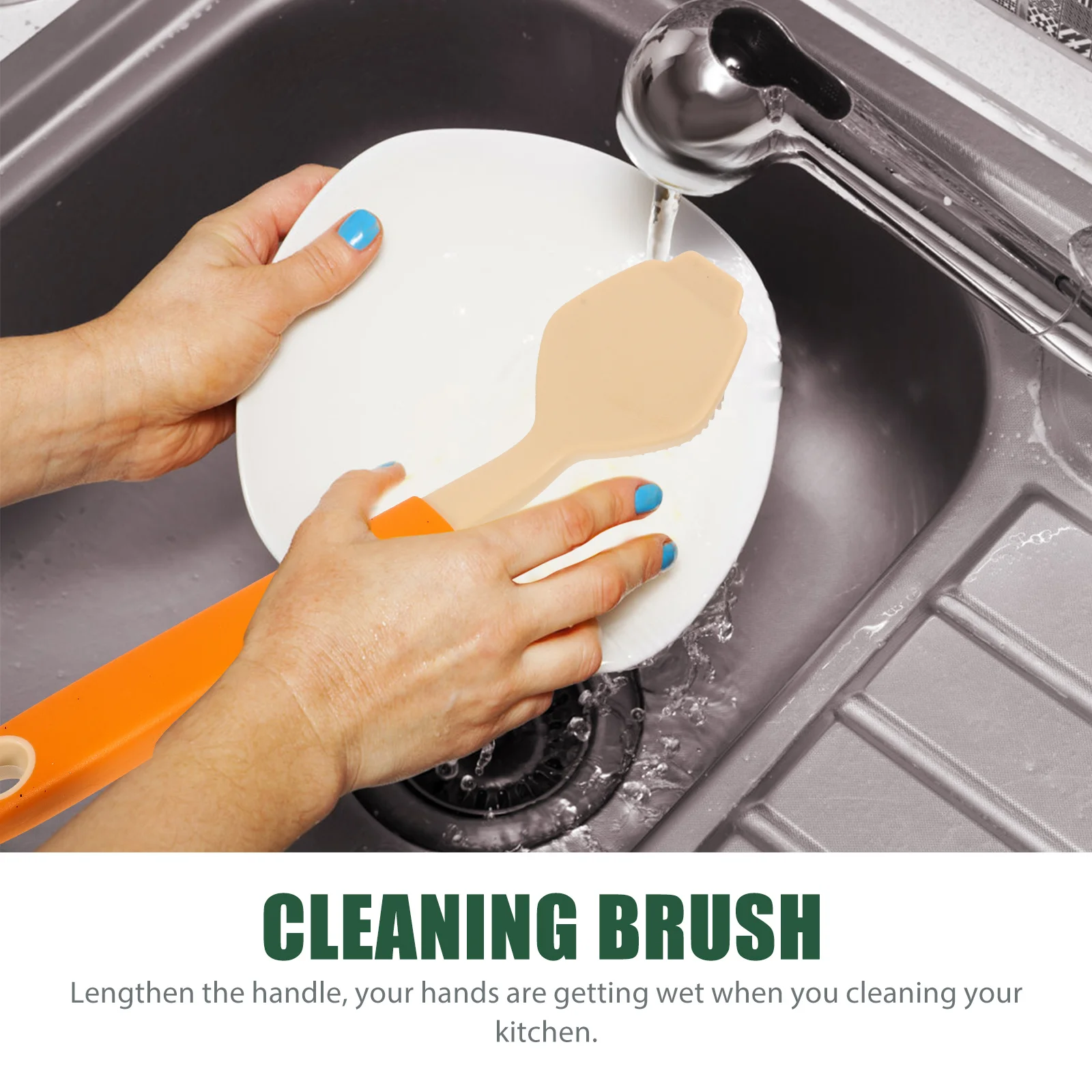 

2Pcs Long Handle Silicone Scrub Brushes Space-Saving Reusable Dish Cleaning Tool with Comfort Grip for Pan Bowl Pot