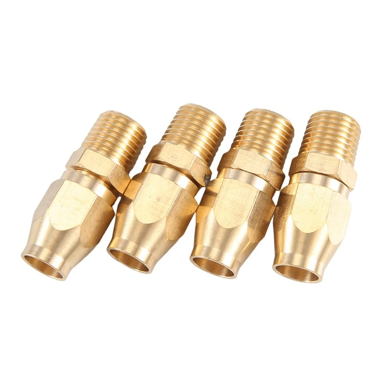 

4 PCS Brass Pneumatic Fitting Replacement Parts Gold For 1/4-Inch ID Hose X 1/4-Inch NPT