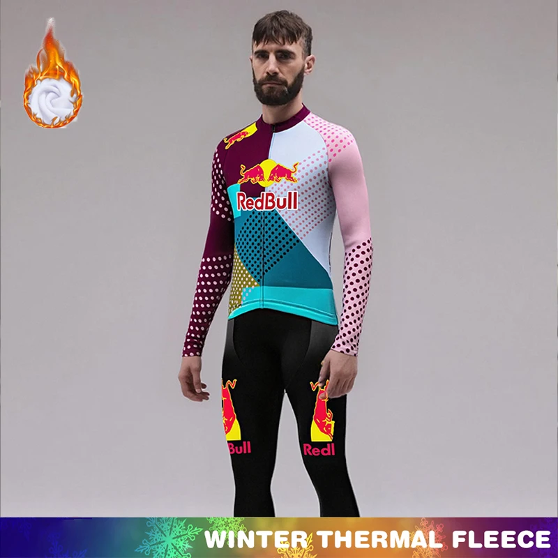 

Termal Fleece Cycling Jersey Cycle RED BULL Men Men's Winter Thermal Man Outfit Triathlon Shirt Clothing Mens Clothes 2025 Mtb