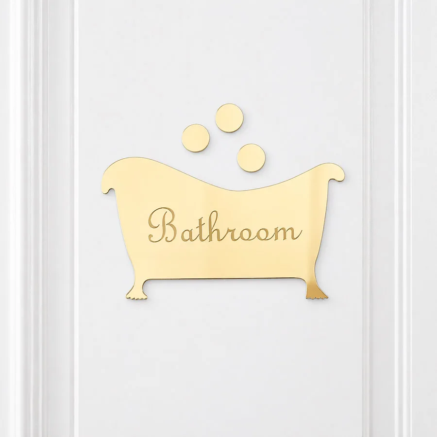 Autocollant mural en acrylique pour porte de salle de bain, en forme de baignoire, étiquette d'entrée pour toilettes, pour la décoration de la maison, du magasin, de l'hôtel, du café