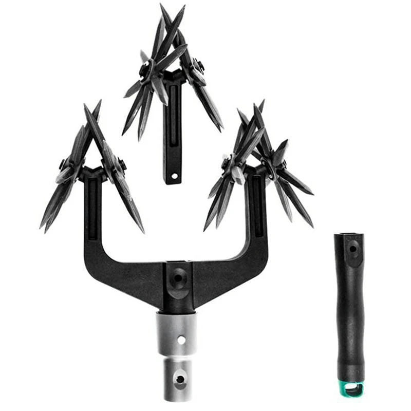 Rotary Cultivator Tool Set Hand Held Garden Cultivator with Detachable Tines 2-In-1 Garden Soil Scarifier Reseeding Grass