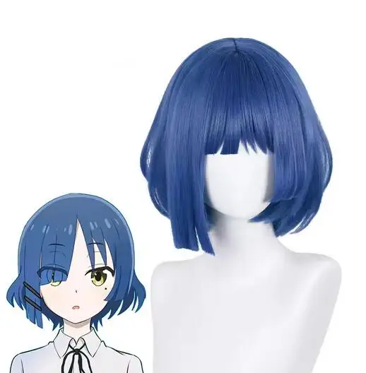 peluca Pelo Sintético Anime BOCCHI ¡La ROCA! Peluca de cosplay Ryo de 30 cm, pelucas cortas de color azul oscuro y gris, peluca resistente al calor de moda