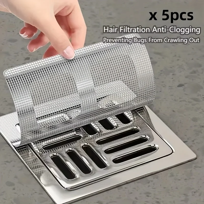 5pcs Disposable Bathroom Floor Drain Sticker Shower Anti Blocking Hair filter Mesh Covers Bathroom drain cleaning filter screen