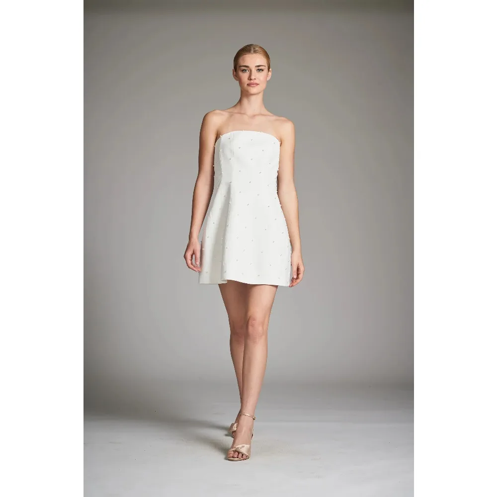 

Customized Pearls Evening Dresses A Lline Mini Party Dress Sleevelss Short Elegant Modern Formal Prom Gowns for Women 2026