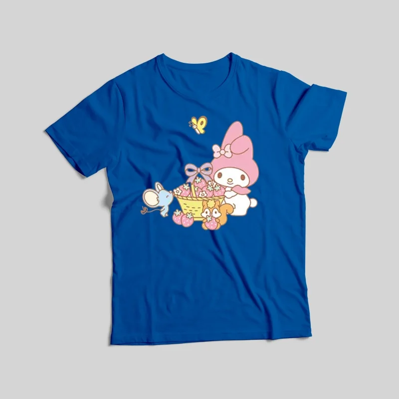 Camisetas estampadas da série Sanrio, 100% algodão, disponíveis em 8 cores, estilo básico mais vendido Mamãe e Me / roupas femininas