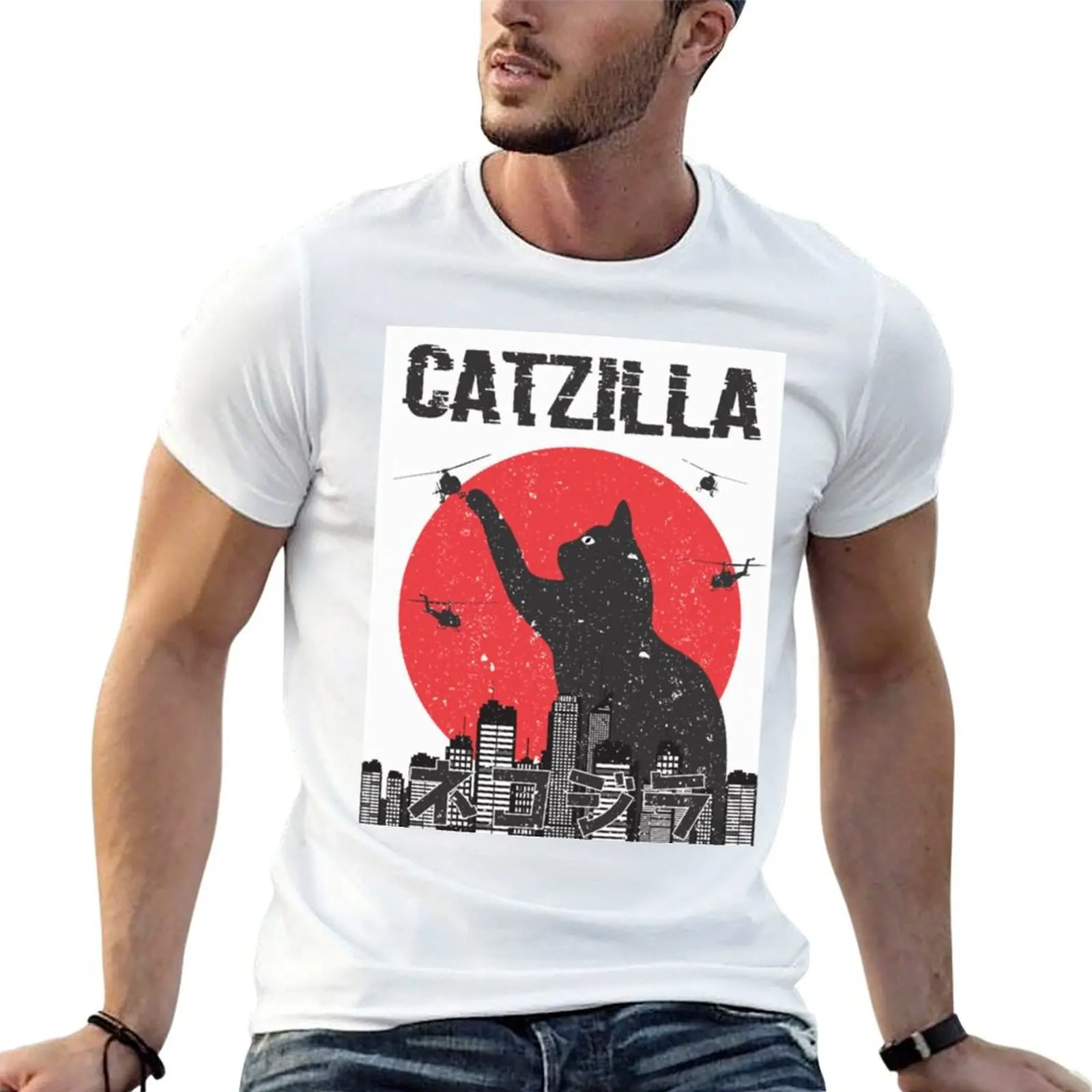 

Catzilla Japanese| Perfect Gift T-Shirt man t shirts for men anime tshirt cotton t shirt man T-shirt