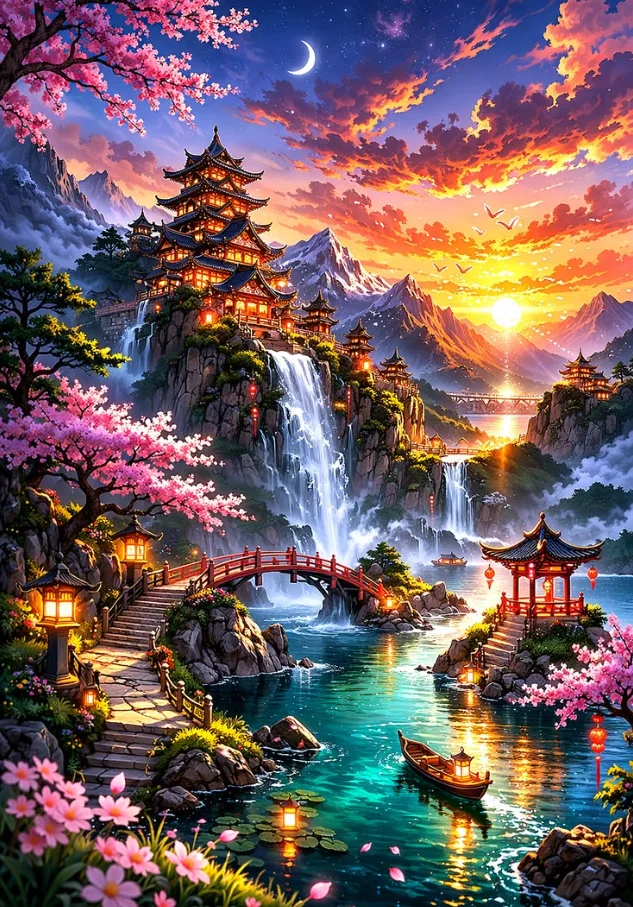 

Pavilions Boats Landscapes 500/1000/1200/2000 PCS Jigsaw Puzzles Family Activity Games for Gameroom Bedroom Gifts