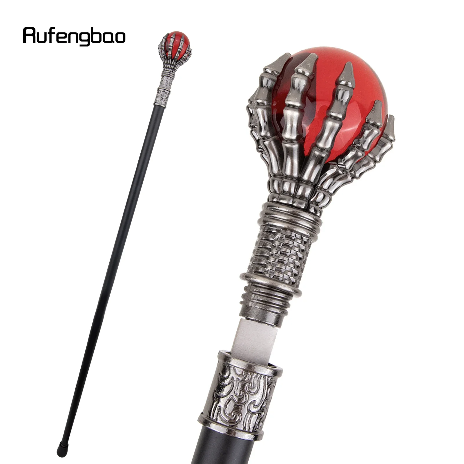 Rode Glazen Bal Enkele Gewricht Wandelstok Met Verborgen Plaat Zelfverdediging Mode Rieten Plaat Cosplay Crosier Stick 93Cm