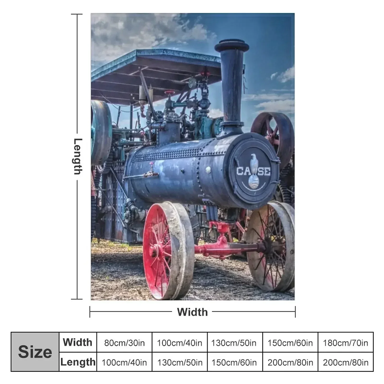 Case Steam Traction Engine Throw Blanket couch cozy soft plush fuzzy picnic outdoor blanket