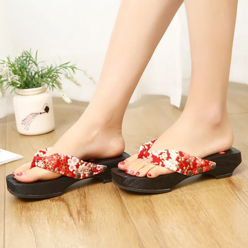 

2026 New Arrival Women's High Heel Burned Paulownia Wood Geta Health Care Wooden Flip Flops Slippers