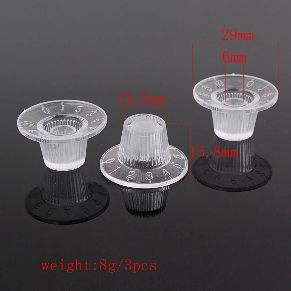 

3Pcs Transparent Knobs Set Stylish Replacement Guitar Volume Tone Control Buttons for Electric Bass Amplifier Potentiometer