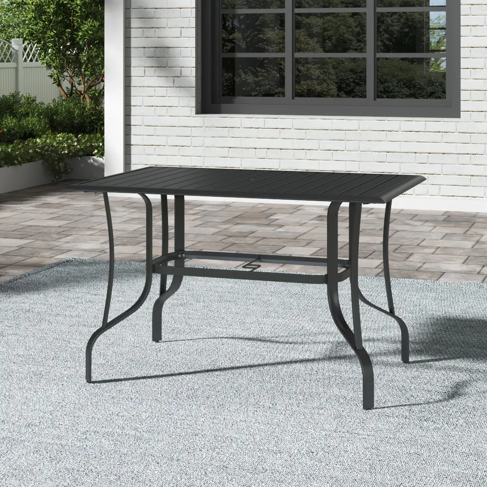 120CM Garden Metal Slatted Dining Table