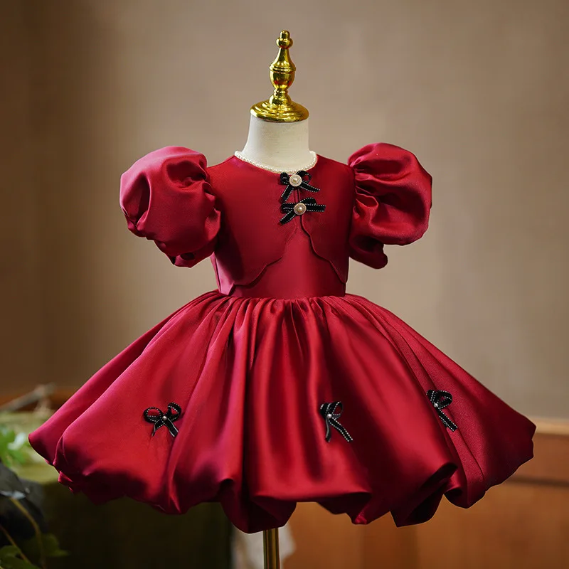 Girls' Dress Light Luxury Niche High-end Baby Girl First Birthday Princess Dress Flower Girl Children's Host Performance Costume